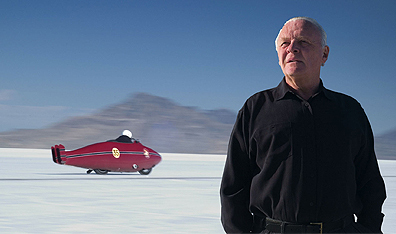 Anthony Hopkins as Burt Munro anticipates breaking the world land speed record at the Bonneville Salt Flats