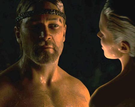 Through the miracle of computer technology, Ray Winstone looks like Russell Crowe and Angelina Jolie looks like herself
