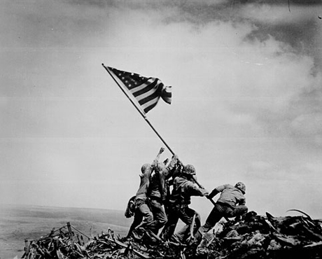 Joe Rosenthal's immortal photo of the second Iwo Jima flag raising